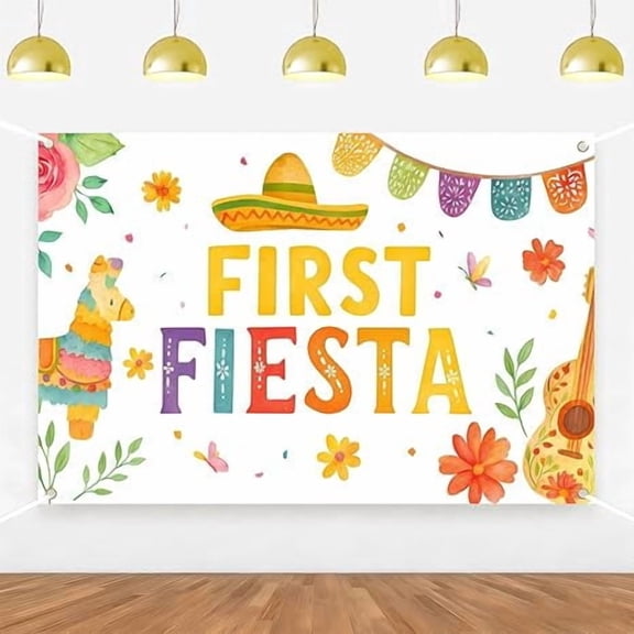 First Fiesta Birthday Backdrop Mexican Fiesta 1st Birthday Party Decorations Floral Cinco De Mayo Taco Party Banner Colorful for Mexico Carnival First Bday Party Supplies Photo Props 5 * 3ft