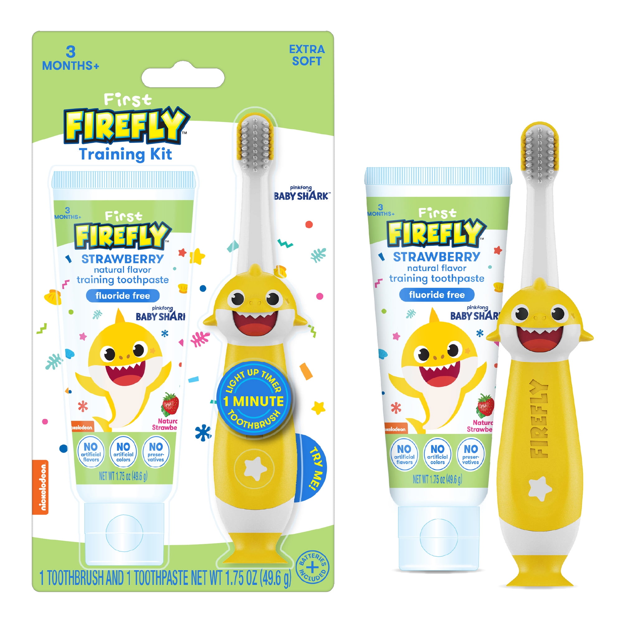 First Firefly Baby Shark Training Light Up Toothbrush, Strawberry