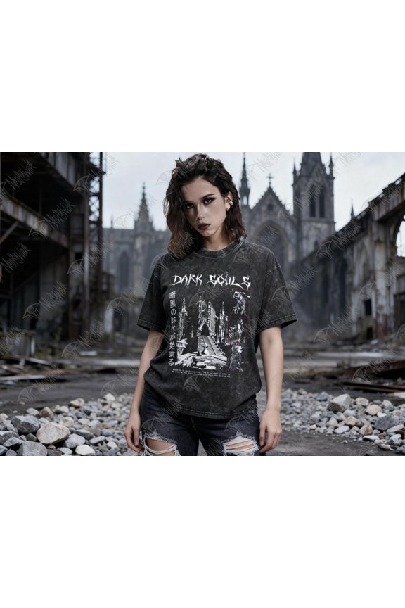 First Flame Dark Souls Washed T-Shirt Vintage Video Game Shirt Nerds Gothic Game Tee Tops Game Lover Shirt Gaming Fan Apparel