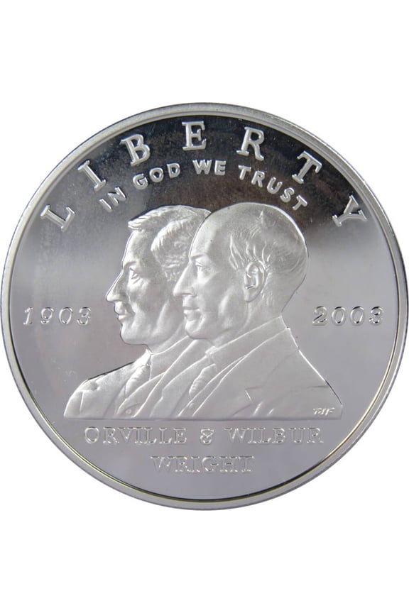 First Flight Centennial Commemorative 2003 P 90% Silver Dollar Proof $1 Coin