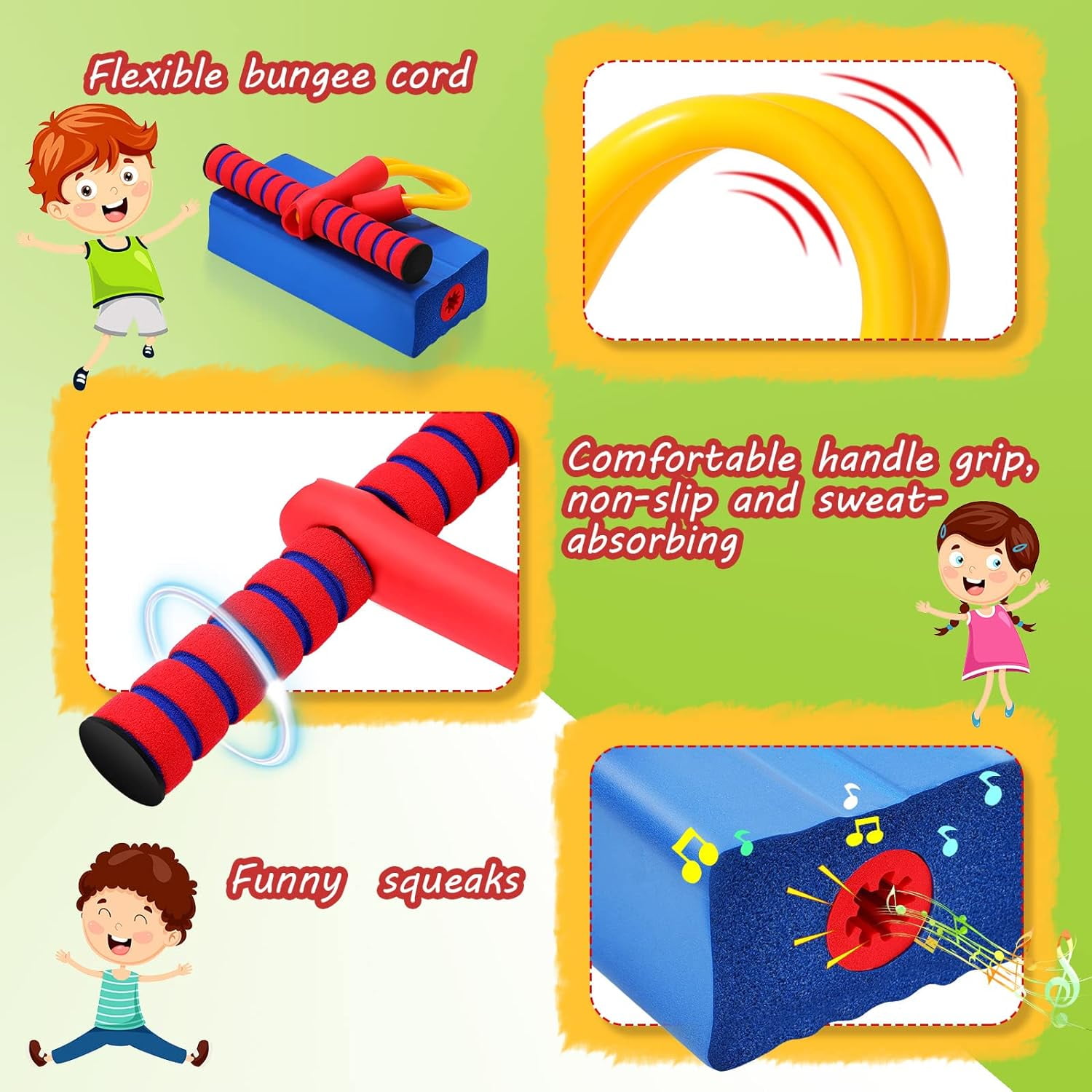 My First Foam Spring Unicycle, suitable for children, a fun and safe spring unicycle for toddlers, featuring durable foam and bungee cords, suitable for children aged 3 and up, with a weight capacity