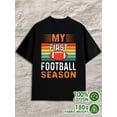 thumbnail image 1 of First Football Season for men 180G 100% Cotton black Vintage Unisex Shirt Graphic tshirts Classic Unisex Shirt Crewneck tshirts Vintage Unisex Shirt Graphic Tee tshirts, 1 of 7
