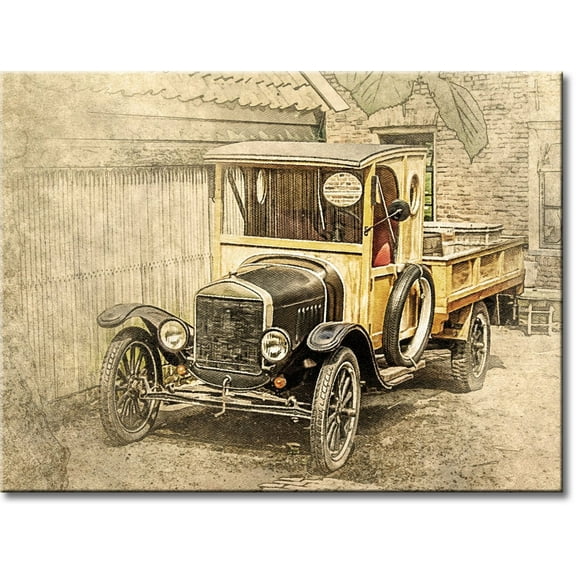 First Ford Truck, Model T Picture on Stretched Canvas, Wall Art Dcor, Ready to Hang