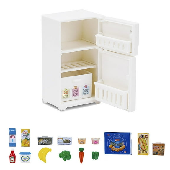 First Fridge Refrigerator for w/ Mini Items Pretend for Play for Kids Role Playi