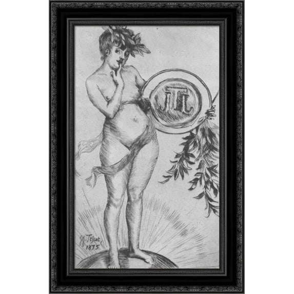First Frontispiece (with the Monogram) 17x24 Black Ornate Wood Framed Canvas Art by Tissot, James Jacques Joseph