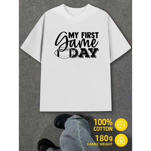 Greenink First Game Day mens white 180G 100% Cotton Regular Fit,Everyday Comfort,Comfortable Casualwear,Urban Style Casual Unisex Shirt Short Sleeve tshirts