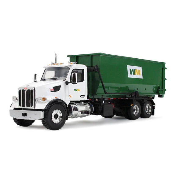 Peterbilt 567 Refuse Garbage Truck with 40 Yard Roll-Off Container White and Green 1/34 Diecast Model by First Gear