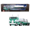 thumbnail image 1 of First Gear 60-0739 Peterbilt 352 Coe 86 Sleeper Cab with 48 ft. Flatbed Spread-Axle Trailer with Shingle Load George Van Dyke Trucking Green & White 1-64 Diecast Model, 1 of 2