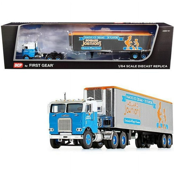 First Gear 60-0818 White Freightliner COE with 40 ft. Vintage Reefer Refrigerated Trailer Howard Johnsons 34th in a Fallen Flag Series .16 4 Diecast Model Car