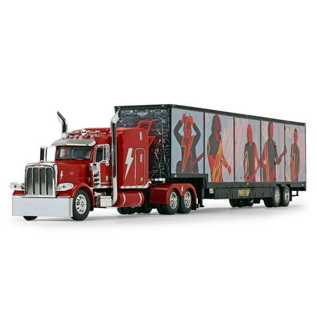 Peterbilt 389 63 Mid-Roof Sleeper Cab Viper Red with Kentucky Moving Trailer AC/DC Power Up 1/64 Diecast Model by DCP/First Gear