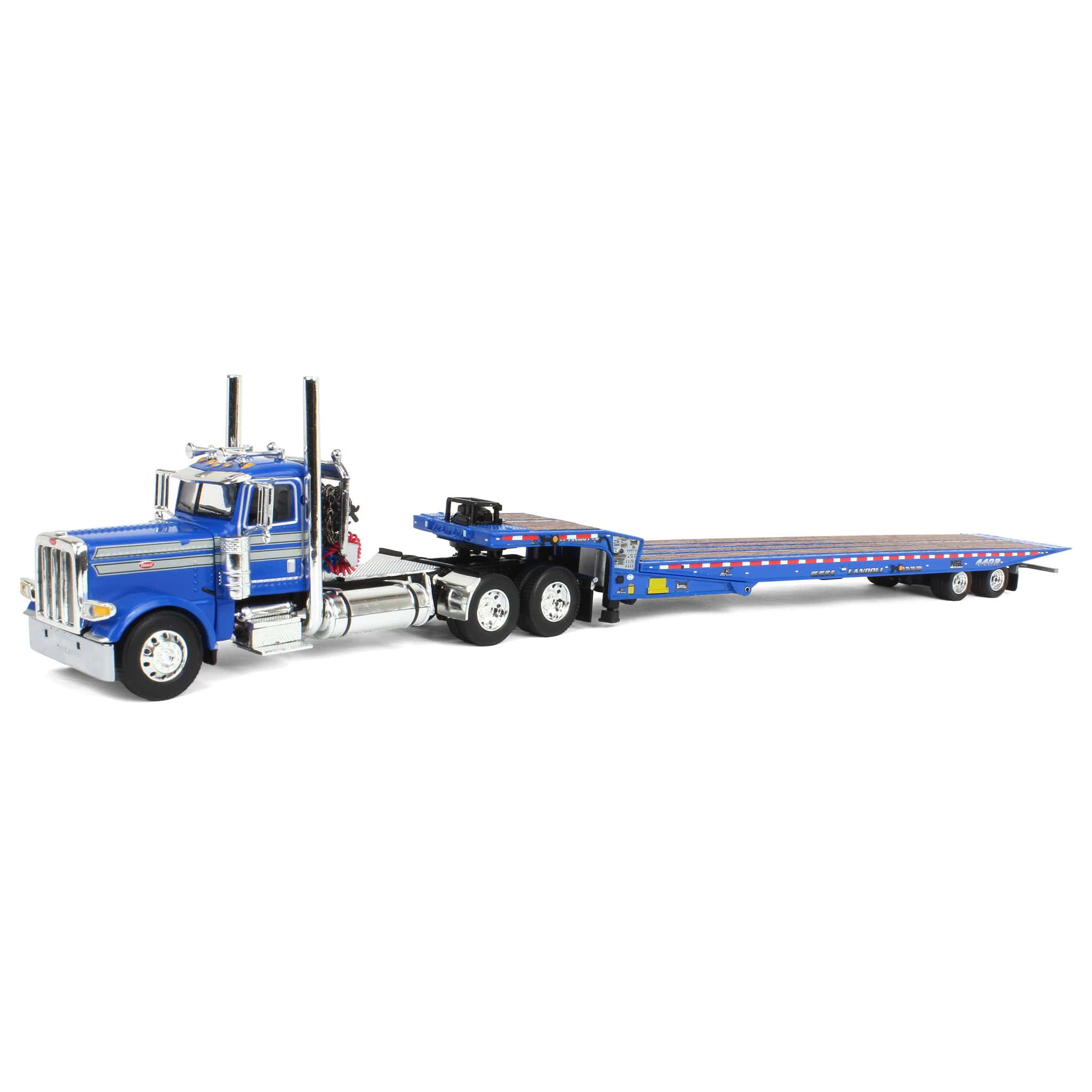First Gear DCP 1/64 Peterbilt 389 With Talbert Trailer - Die-Cast Model, Blue & Silver