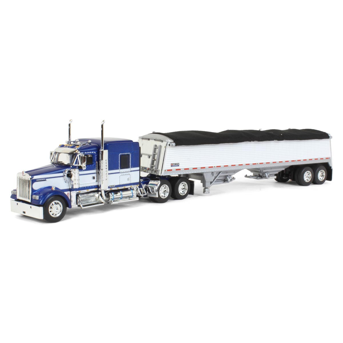 First Gear DCP 1/64 Blue & White Kenworth W900L w/ Wilson Commander Grain  Trailer 60-1233