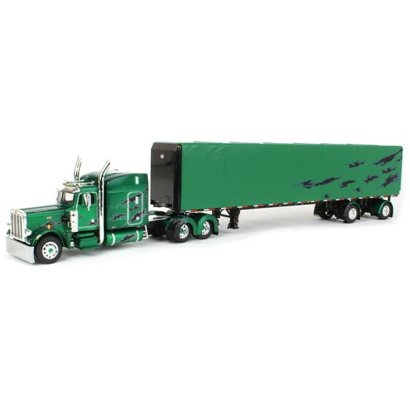First Gear DCP 1/64 Green & Black Peterbilt 359 63'' Mid-Roof Sleeper w/ 53' Utility Roll Tarp Trailer 60-1607