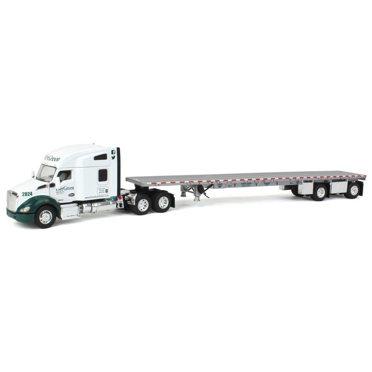 First Gear DCP 1/64 Kenworth T680 with SpreadAxle Flatbed Trailer