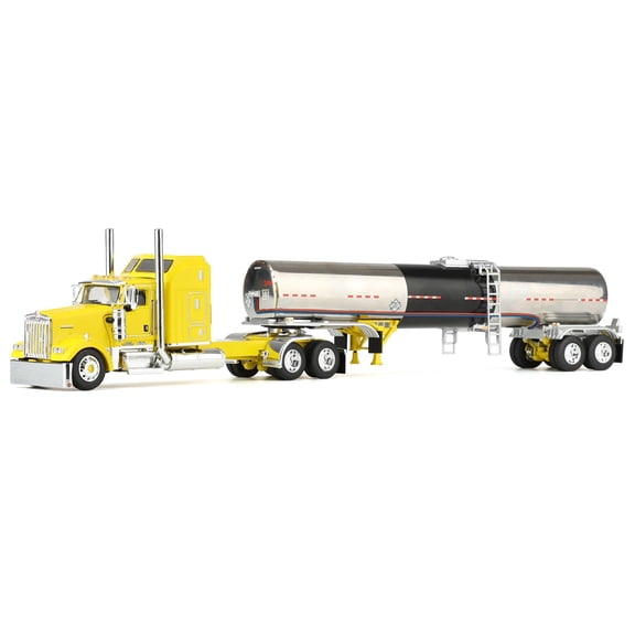 First Gear DCP 1/64 Kenworth W900L 60in Aerodyne Sleeper Cab Semi with Brenner Tank Trailer, Double C Transport 60-2147
