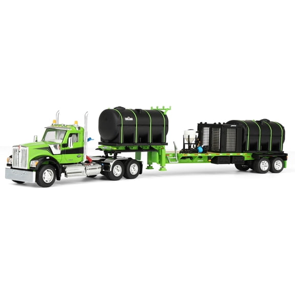 First Gear DCP 1/64 Kenworth W990 Day Cab Semi Truck with DEMCO Liquid Fertilizer Tender Trailer, Green/Black 60-2289