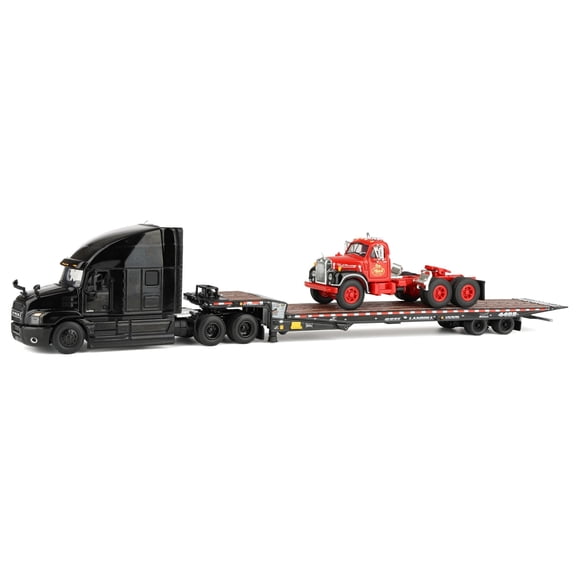 First Gear DCP 1/64 Mack Anthem Semi with Landoll 440B-50CA Traveling Axle Trailer & Mack B-61 Day Cab Load Truck, Mack 125th Anniversary 60-2151