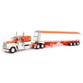 thumbnail image 1 of Kenworth W900A with 60" Flat Top Sleeper and Lode King Distinction Tri-Axle Hopper Trailer Orange and Pearl White 1/64 Diecast Model by DCP/First Gear, 1 of 2