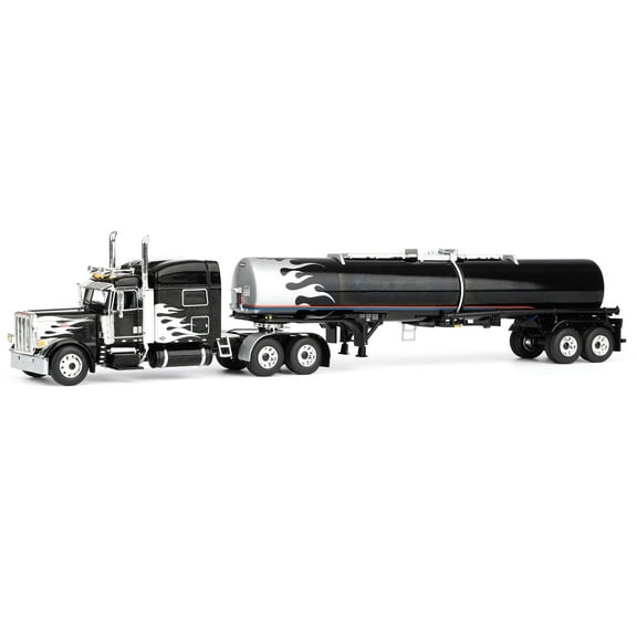 First Gear DCP 1/64 Peterbilt 389 Mid Roof Semi Truckwith Brenner Chemical Tank Trailer, Silver Flame 60-2116