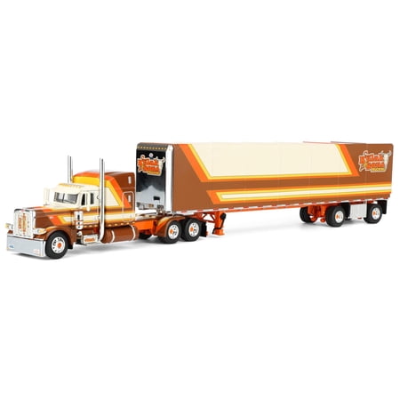 First Gear DCP 1/64 Peterbilt 389 Mid Roof Sleeper Semi Truck with Utility Roll Tarp Spread-Axle Box Trailer, Kulak & Sons Trucking 60-2215