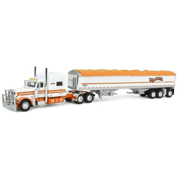 First Gear DCP 1/64 Peterbilt 389 Mid Roof Sleeper with Wilson Pacesetter 50ft Tri-Axle Grain Trailer, Tri-State Commodities 60-2024
