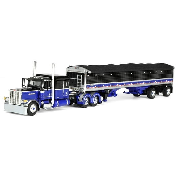 First Gear DCP 1/64 Peterbilt 389 Pride-N-Class Flat Top Sleeper with Wilson Pacesetter Spread Axle Grain Trailer 60-2153
