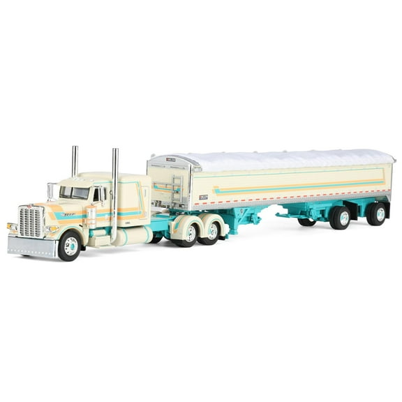 First Gear DCP 1/64 Peterbilt 389 Pride-N-Class Flat Top Sleeper with Wilson Pacesetter Spread Axle Grain Trailer 60-2154