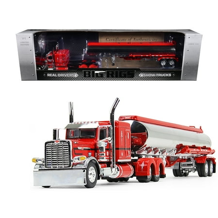Peterbilt 389X with 63?Flat Top Sleeper and Heil Fuel Tank Trailer "Wayne Transports" Red with Black Stripes "Big Rigs Series II #1" 1/64 Diecast Model by DCP/First Gear
