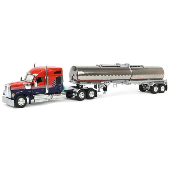 First Gear DCP 1/64 Red & Blue Kenworth W990 76in Sleeper with Brenner Chemical Tank Trailer 60-1731
