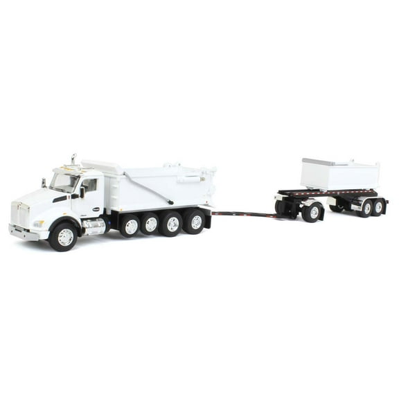 First Gear DCP 1/64 White Kenworth T880 Rogue Dump w/ Rogue Transfer Dump Trailer 60-1279