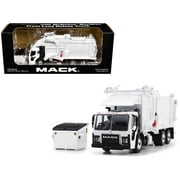 Mack LR Refuse Garbage Truck with McNeilus Meridian Front Loader White with Trash Bin 1 64 Diecast Model by DCP First Gear