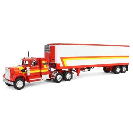 White Western Star 4900 with 36" Vintage Flat Top Sleeper & Wilson 40' Trailer Red & White 1/64 Diecast Model by DCP/First Gear
