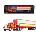 thumbnail image 1 of White Western Star 4900 with 36" Vintage Flat Top Sleeper and Wilson 40 Vintage Refridgerated Trailer Red and White with Stripes 1/64 Diecast Model by DCP/First Gear, 1 of 5