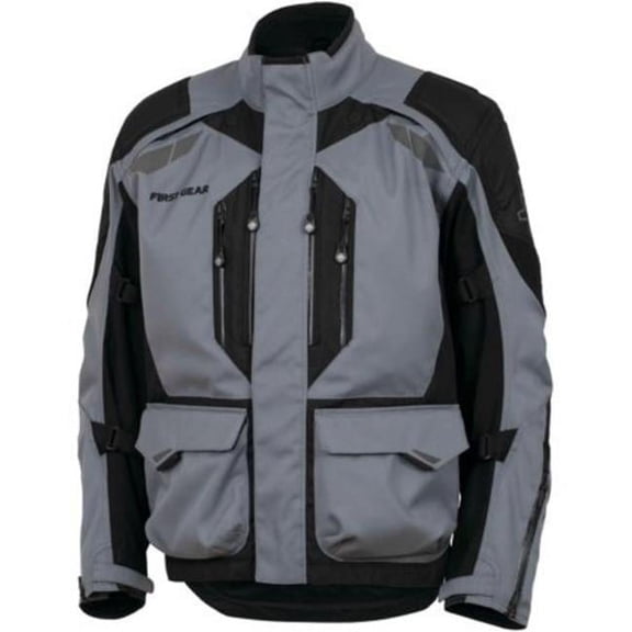 First Gear 525865 Kathmandu 2.0 Mens Motorcycle Jacket, Gray & Black - 2XL