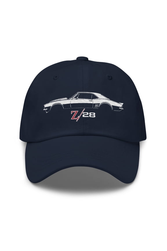 First Generation 1967 Camaro Z28 Dad hat for Chevy Muscle Car Owners Enthusiasts Cap (Navy)