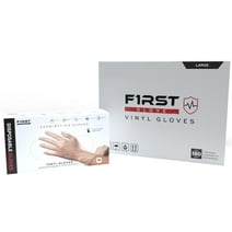 First Glove Clear Vinyl Disposable Gloves - Food Safe Disposable Gloves, Disposable Cleaning Gloves, Enhanced Grip, Latex Free Gloves, Disposable Vinyl Gloves, Large, 100
