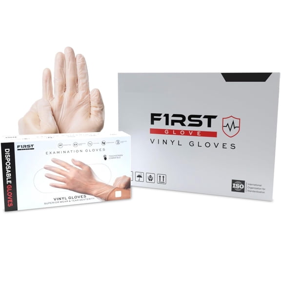 First Glove Clear Vinyl Disposable Gloves Large 1000 ct. - Food Safe Disposable Gloves, Disposable Cleaning Gloves, Micro Textured Gloves for Enhanced Grip, Latex Free Gloves