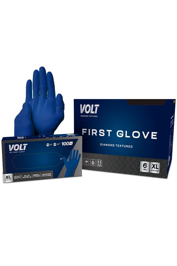 Diamond Blue Nitrile 6 Mil Gloves Size