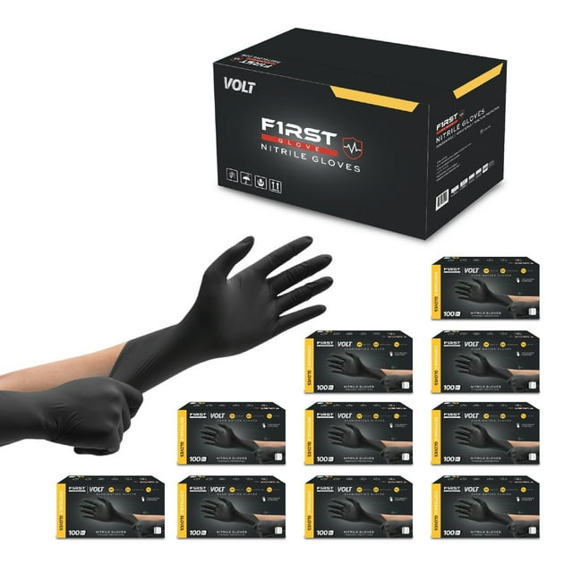 FIRST GLOVE Volt XLarge 100 Ct. 6 Mil Black Nitrile Disposable Gloves