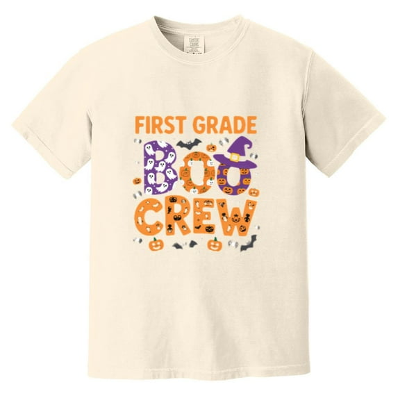 First Grade Boo Crew Funny Teacher Student Halloween Ghost Comfort Color T-Shirt