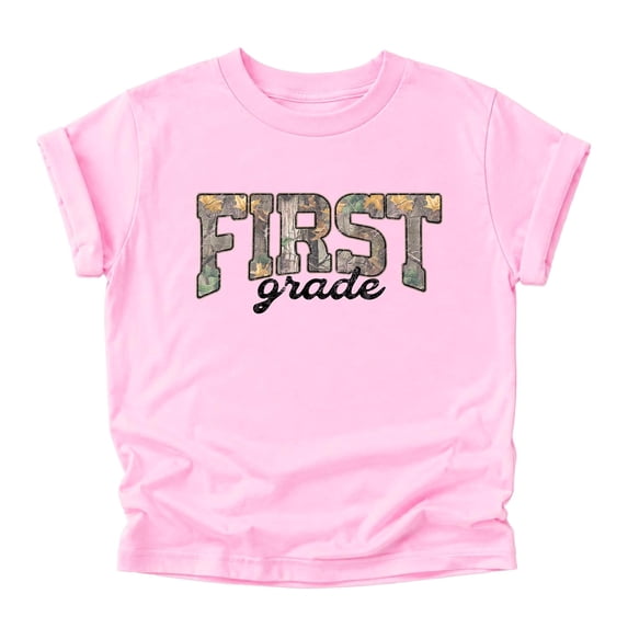 First Grade Camo Shirt for Boys & Girls Back to School Outfit Kids 1st Grade Camouflage Tee Pink Shirt 4T