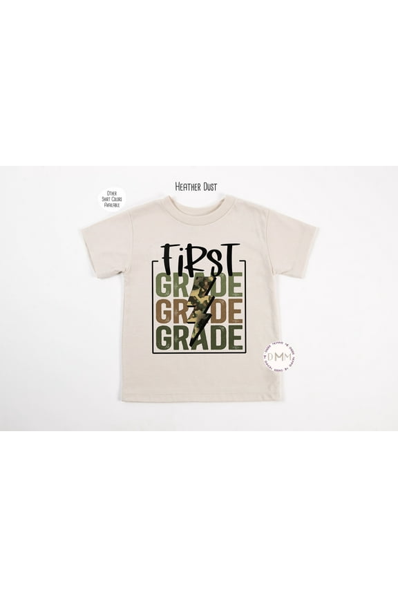 First Grade Camo Toddler T-Shirt First Grade Lightning Toddler T-Shirt Back To School Toddler T-Shirt First Day Of School Toddler T-Shirt TODDLER SHORT SLEEVE TEE BELLA CANVAS 3001T