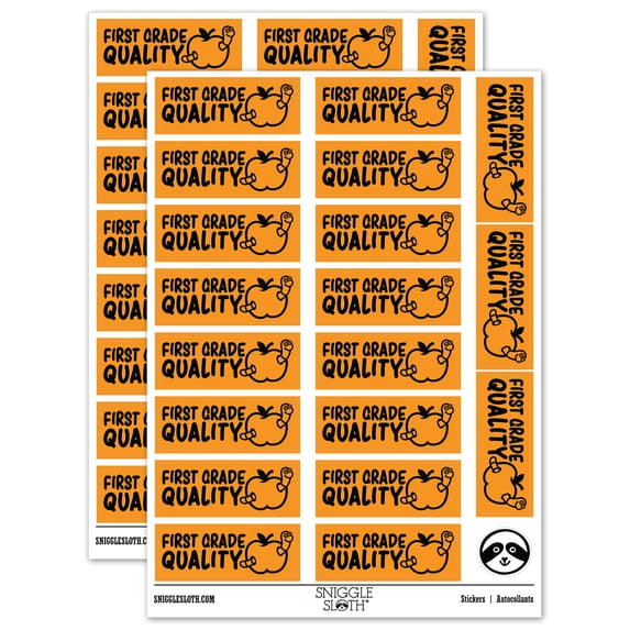 First Grade Quality Teacher Student School Sticker Set - Orange - Gloss Finish - 2.00" Large