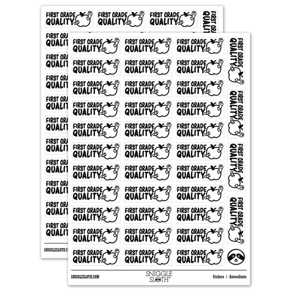 First Grade Quality Teacher Student School Sticker Set - White - Matte Finish - 1.5" Small