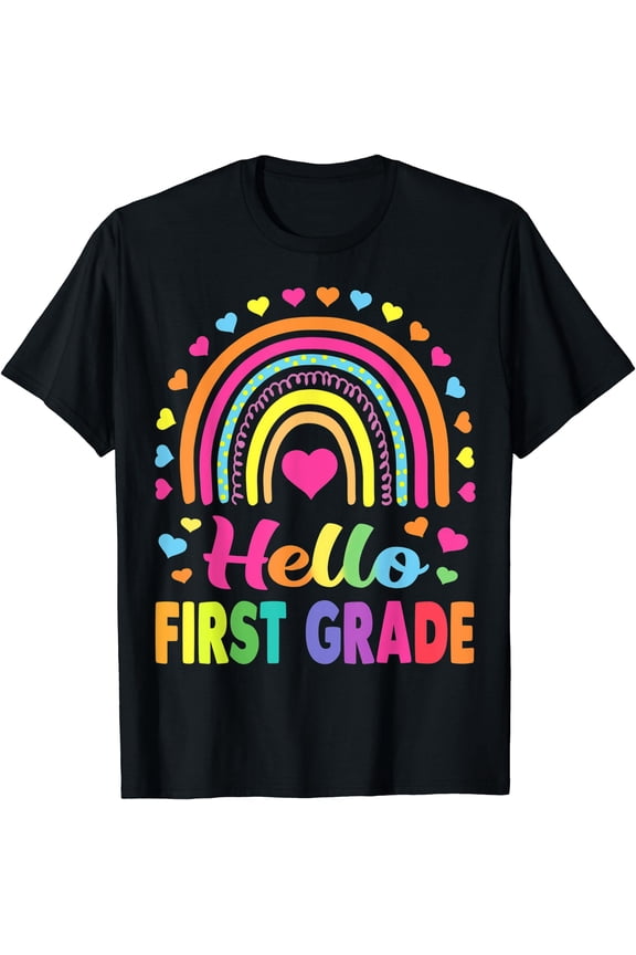 First Grade Rainbow Team Hello 1st Grade Rocks Squad Teacher T-Shirt