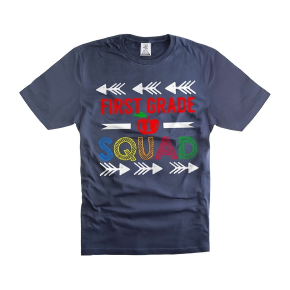 First Grade SQuad Shirt 1st Grade Shirt Teacher Shirts School Funny Tee Back To School Shirts (4X-Large Navy Blue)