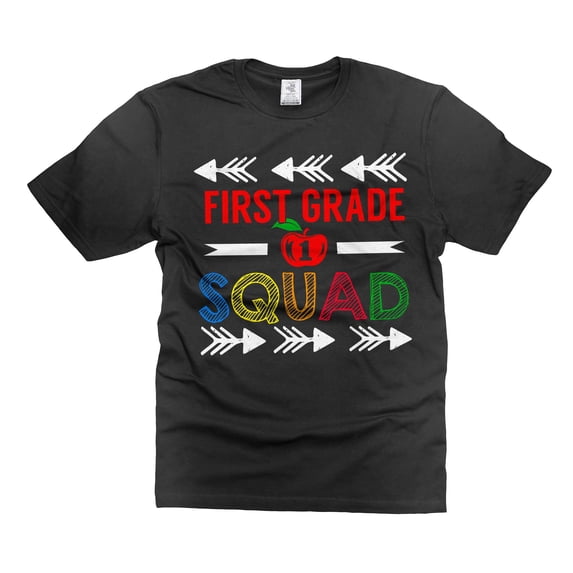 First Grade SQuad Shirt 1st Grade Shirt Teacher Shirts School Funny Tee Back To School Shirts (X-Large Black)