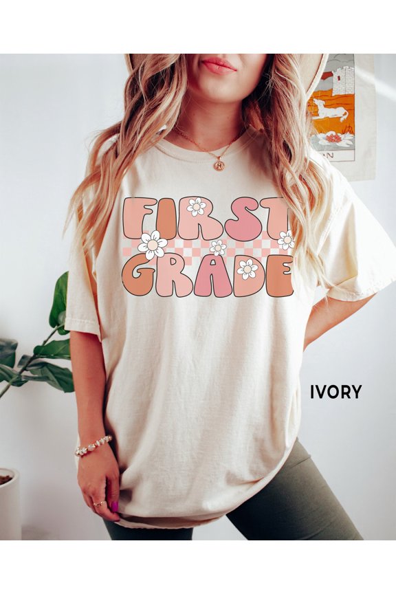 First Grade Shirt Retro First Grade Teacher Tshirt, 1St Grade Team Shirts, Back To School Shirt, Teacher Full Size S-5XL