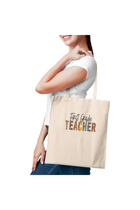 First Grade Teacher Black Graphic First Grade Tote Bag