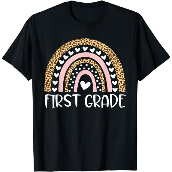 First Grade Teacher Leopard Rainbow 1st Grade Teacher Funny T-Shirt